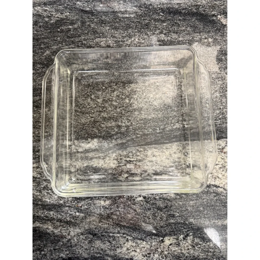 Vintage Fire-King 8 Inch Square Glass Baking Dish 452 Clear Ovenware Made in USA